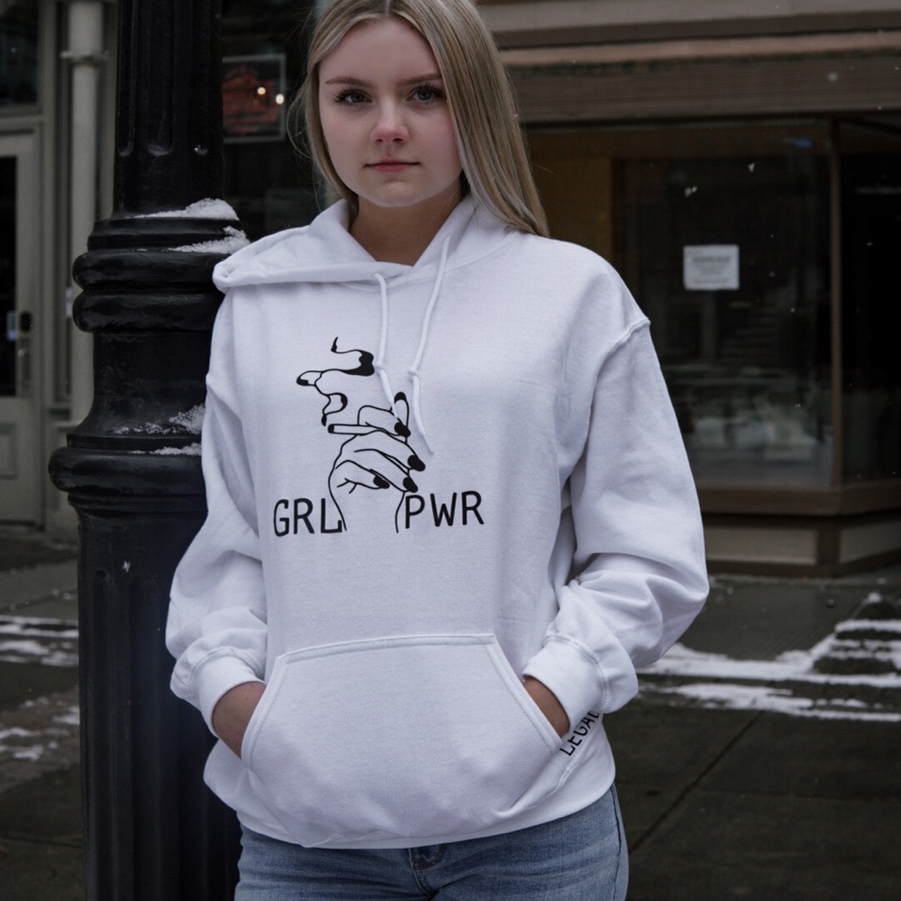Girl power white hoodie
